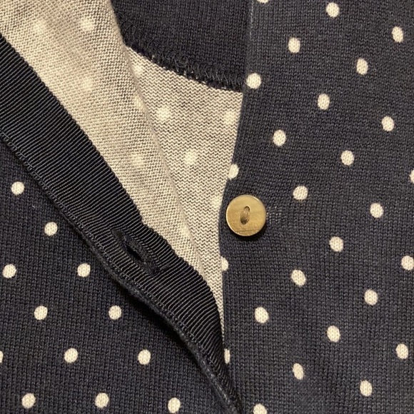 L.L.Bean Button Down Cardigan-Navy & White Polka Dot Size 3X NWT Supima Blend - Picture 11 of 13